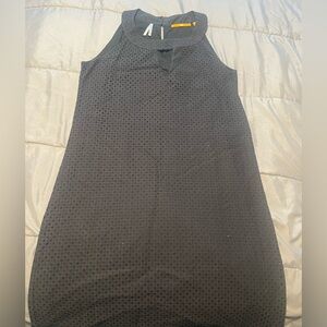 Hugo boss eyelet dress blue key hole neck